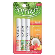 Softlips, Lippenschutz, Wassermelone, Tropische Kokosnuss, Pfirsich-Leidenschaft, 3er Pack, je 0,07 oz (2 g)