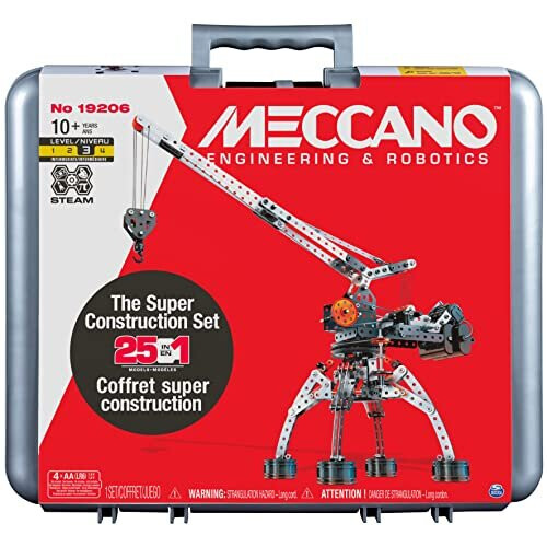 Meccano Meccano, Super Construction 25-in-1 Motorized Building Set, STEAM Education Toy, 638 Parts, for Ages 10+
