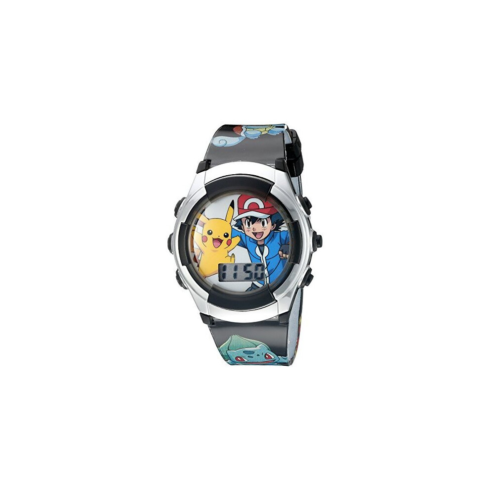 PokÃ©mon Kids Quartz Watch with Plastic Strap, Black, 16 (Model: POK3018)