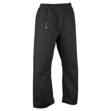 (4/170 cm) PLAYWELL KARATE HEAVY WEIGHT CANVAS TROUSERS BLACK - ELASTICATED WAIST