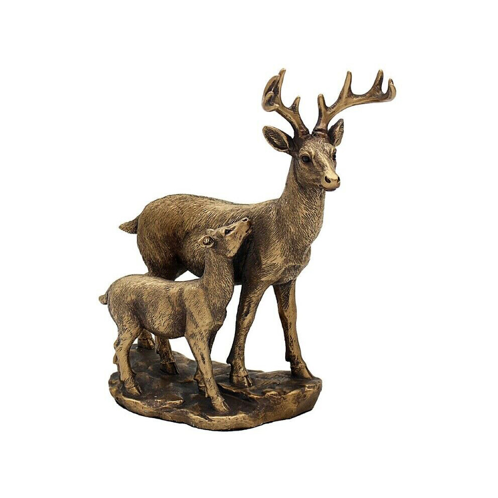 Reflections Deer And Fawn Ornament Stag And Baby Bronze