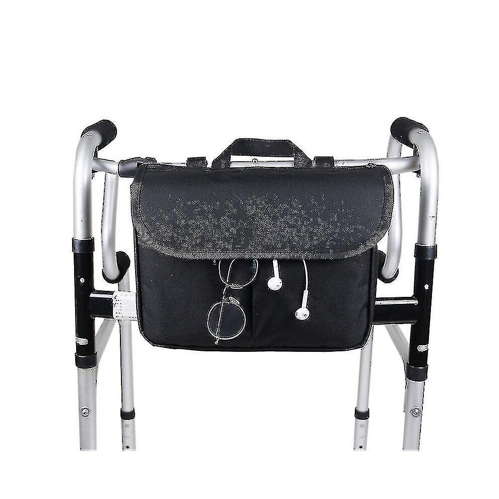 (Black) Wheelchair Carry Storage Bag Waterproof Wheelchair Armrest Accessories Side Bag