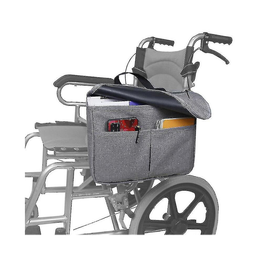(Gray) Wheelchair Carry Storage Bag Waterproof Wheelchair Armrest Accessories Side Bag
