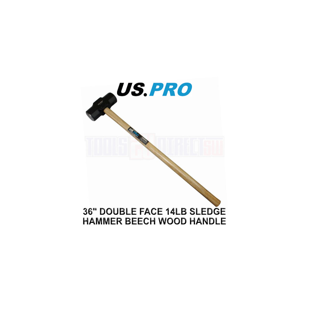 Us Pro Tools 36" Double Face 14Lb Sledge Hammer Beech Wood Handle 4511 5060848152557