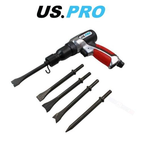 us pro US PRO Tools 190MM Air Hammer Chisel With Ergonomic Grip & 5 Chisels 8598