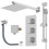 Thermostatic Square Concealed Shower Head Wall Mounted Adjustable Riser Handset 6