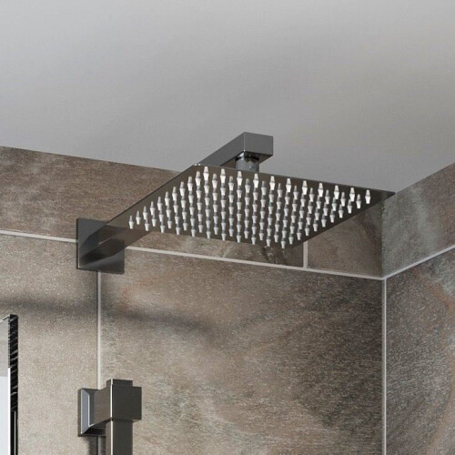 Thermostatic Square Concealed Shower Head Wall Mounted Adjustable Riser Handset 1