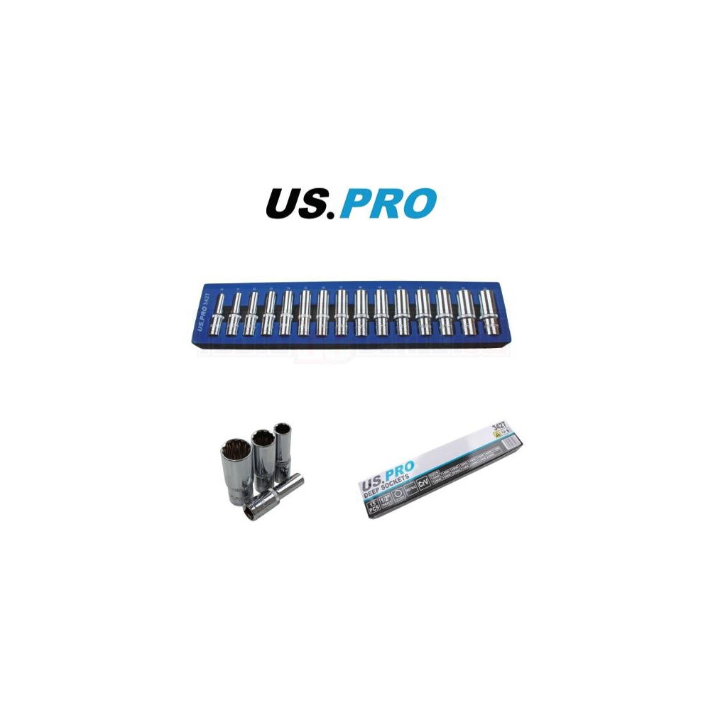 Us Pro Tools 15Pc 1/2'' Dr 12 Point Deep Sockets In Foam Tray 10 - 24Mm 3427 - Image 4