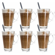 Hampton & Stewart Latte glasses x6 with Spoons