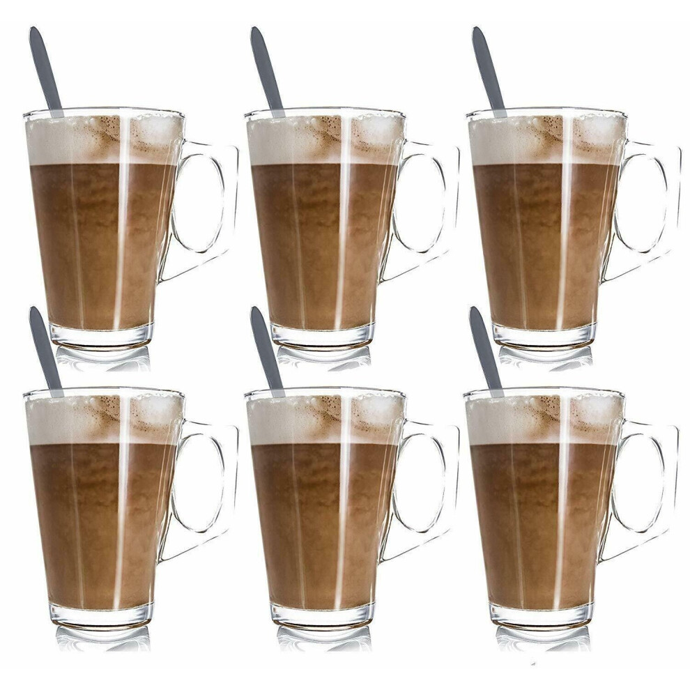 Hampton & Stewart Latte glasses x6 with Spoons