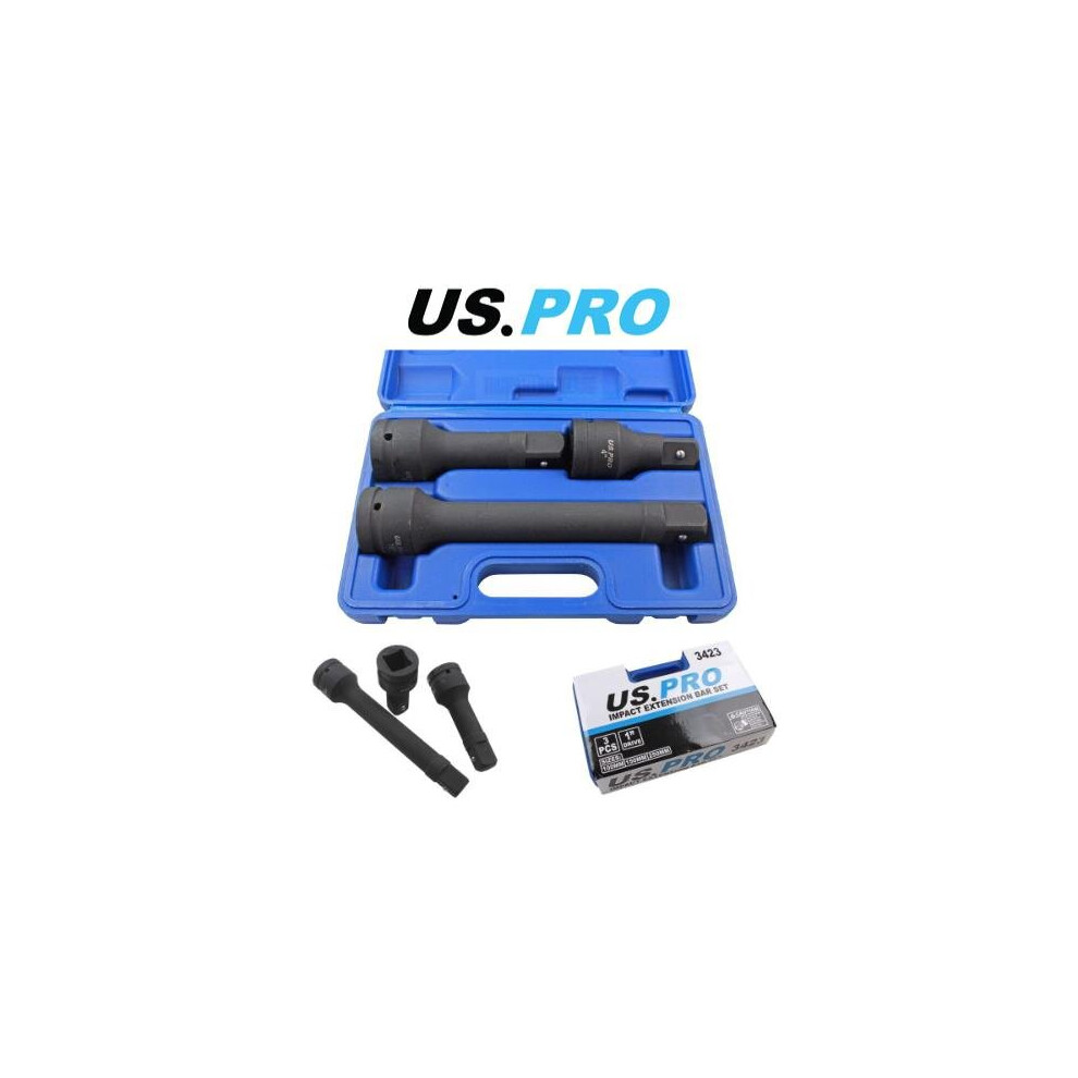 Us Pro Tools 3-Piece 1-Inch Drive Impact Extension Bar Set (3423)