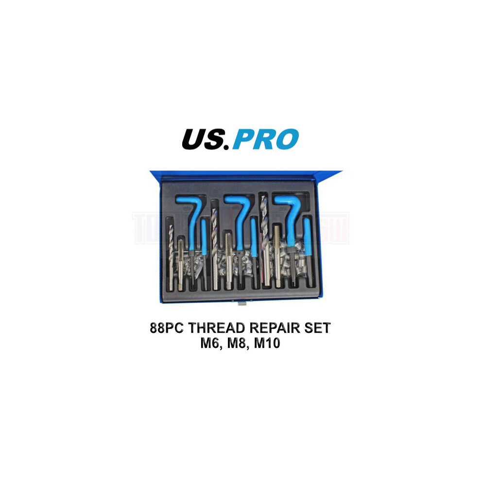 Us Pro Tools 88Pc Thread Installation And Repair Kit Helicoil Set M6, M8, M10 2699 5060848154735