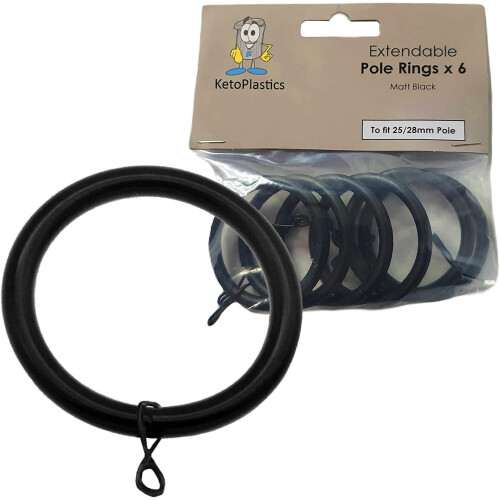 (24 Pack) 38mm Metal Curtain Rings - Black 2