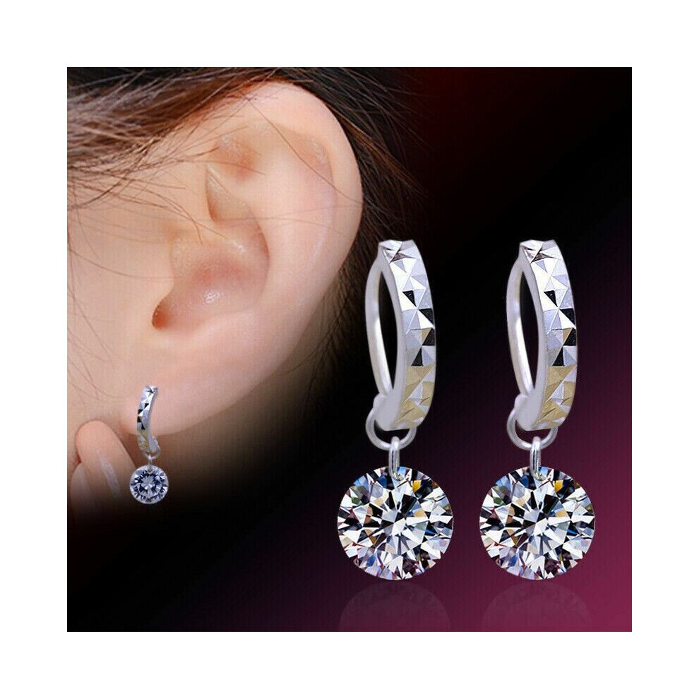 Genuine Women Girls 925 Sterling Silver Stud Earrings Crystal Drop Earrings UK