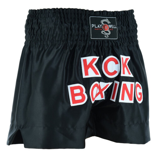 (Medium) Playwell Kickboxing Competition Satin Fight Shorts - Black 2