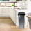 45L SILVER IML TOUCH & LIFT RECTANGLE SWING KITCHEN WASTE RUBBISH BIN 4