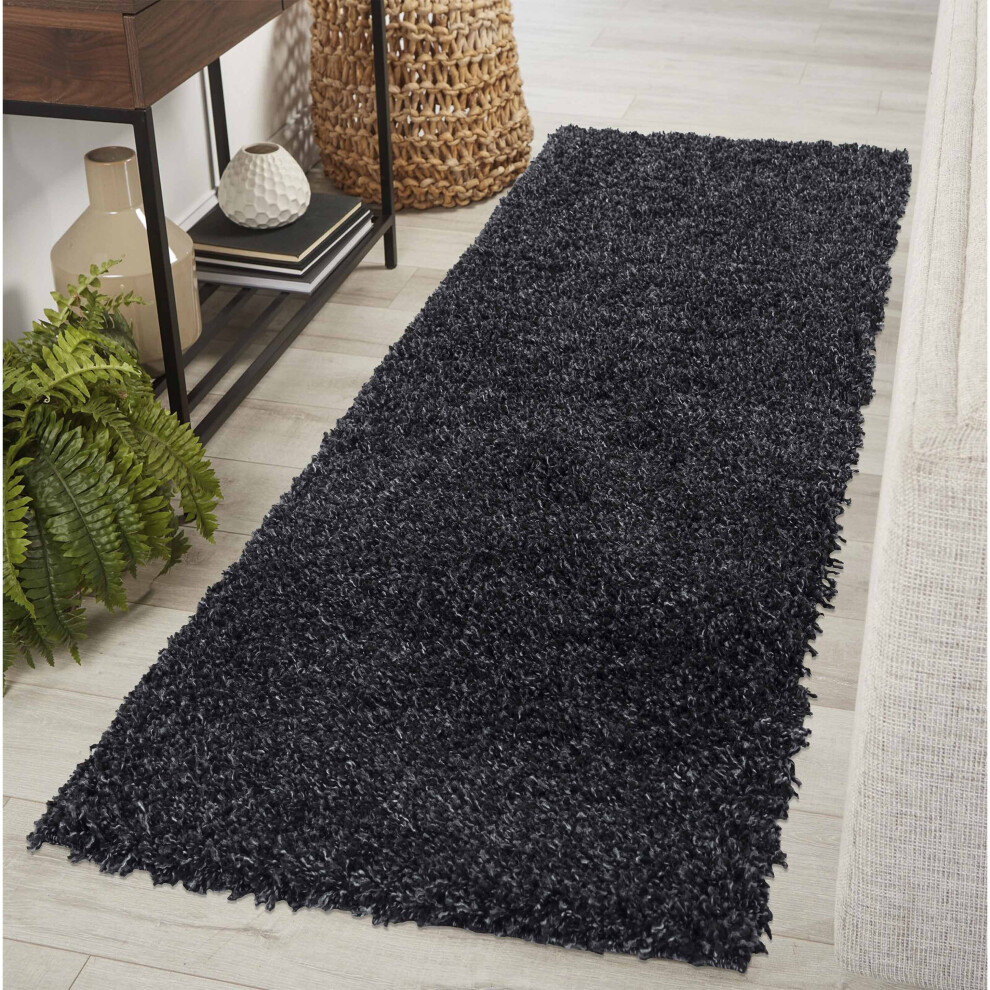 Serdim Rugs (Runner 60 X 220Cm, ) Living Room Soft Shaggy Rugs 45Mm Pile Height Small - Extra Large In 22 Colours Anthracite