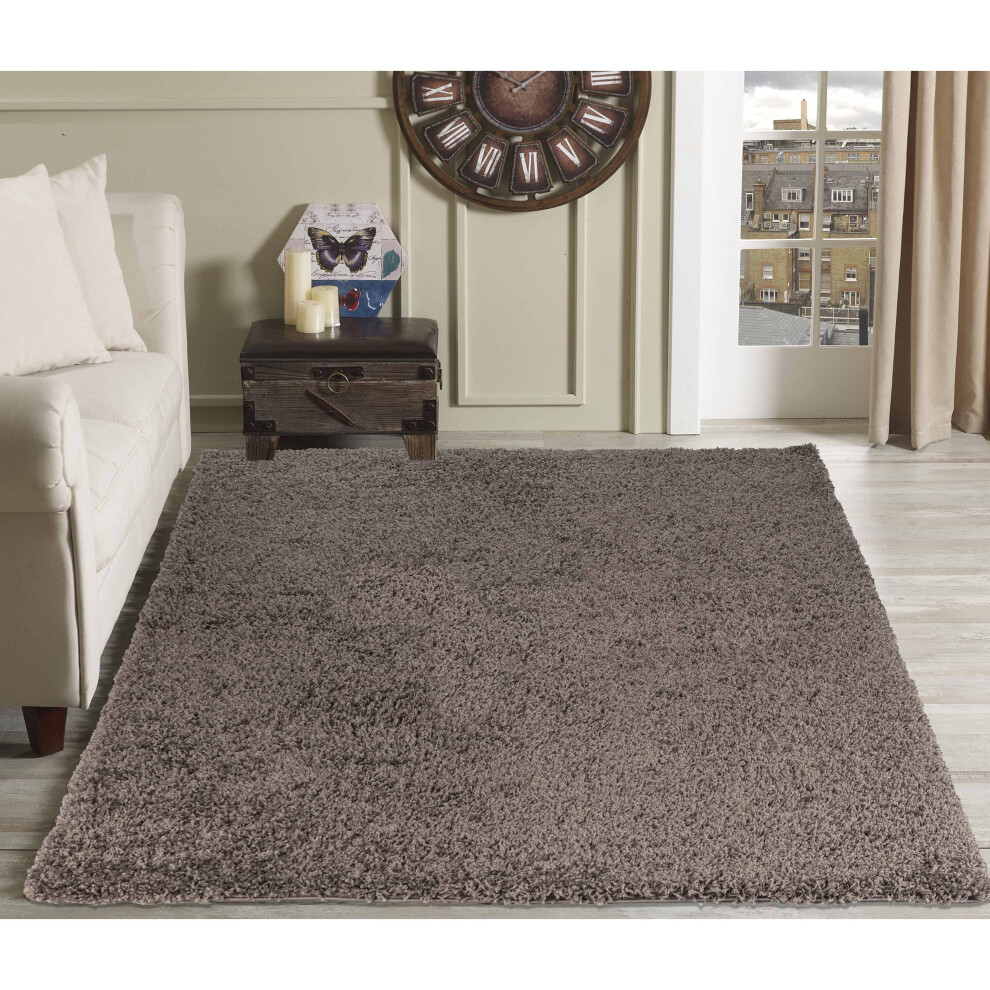 Serdim Rugs (Rectangle 200 X 290Cm, Taupe) Living Room Soft Shaggy Rugs 45Mm Pile Height Small - Extra Large In 22 Colours Brown