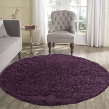 (Round 120 x 120cm, VIOLET) Living Room Soft Shaggy Rugs 45mm Pile Height Small - Extra Large in 22 Colours