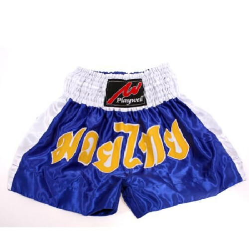(Medium) Playwell Muay Thai Competition Fight Shorts - Blue/White