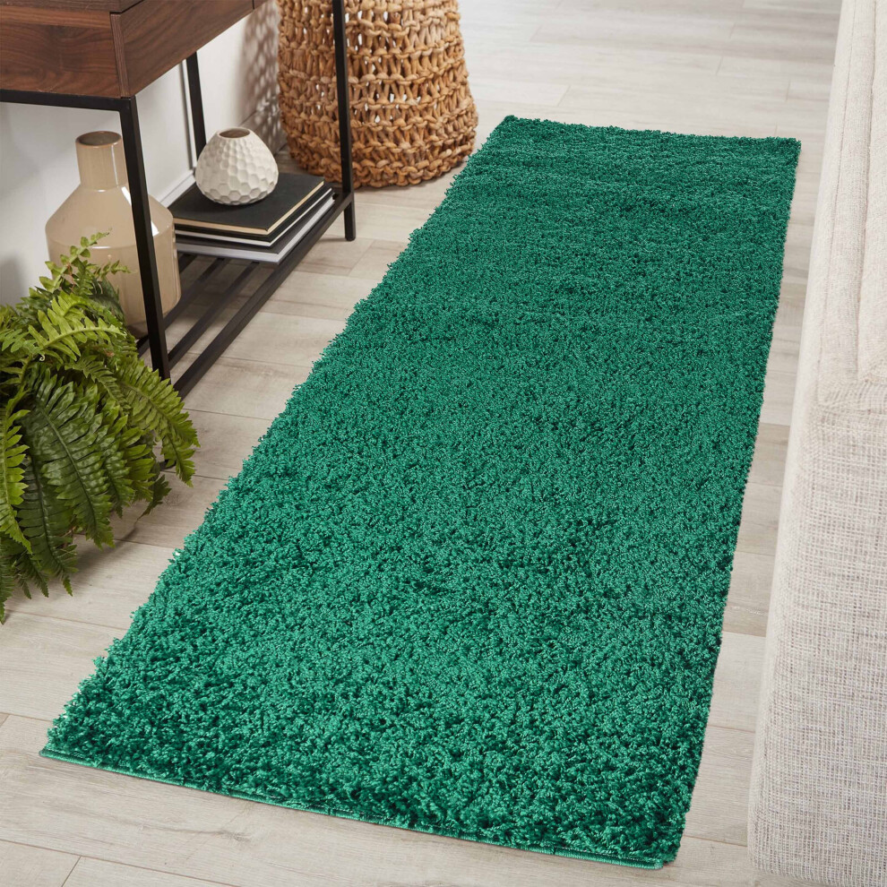 (Runner 60 x 220cm, EMERALD) Living Room Soft Shaggy Rugs 45mm Pile Height Small - Extra Large in 22 Colours-image-OPC-P9QX2QC-NEW