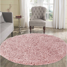 (Round 120 x 120cm, BABY PINK) Living Room Soft Shaggy Rugs 45mm Pile Height Small - Extra Large in 22 Colours
