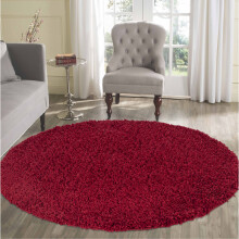 (Round 120 x 120cm, RED) Living Room Soft Shaggy Rugs 45mm Pile Height Small - Extra Large in 22 Colours