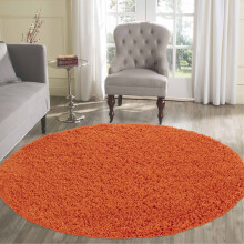 (Round 120 x 120cm, ORANGE) Living Room Soft Shaggy Rugs 45mm Pile Height Small - Extra Large in 22 Colours