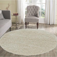 (Round 120 x 120cm, IVORY) Living Room Soft Shaggy Rugs 45mm Pile Height Small - Extra Large in 22 Colours