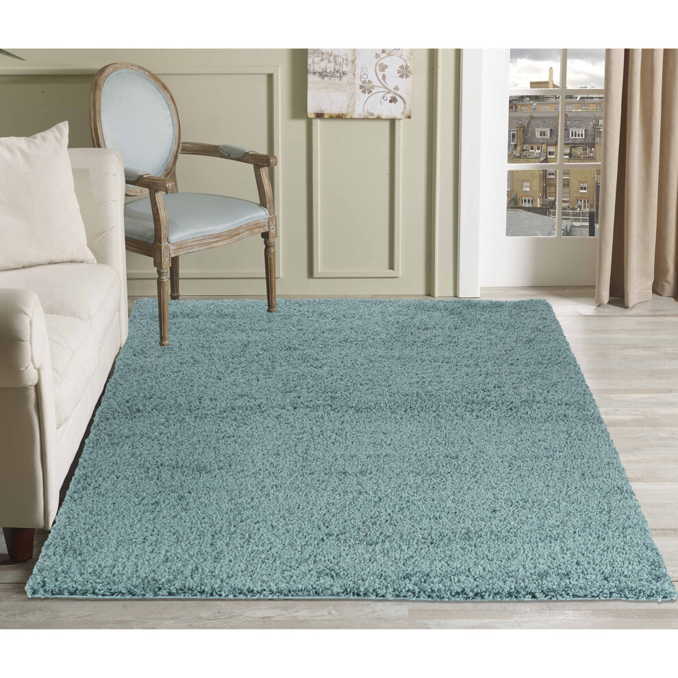 Serdim Rugs (Rectangle 60 X 110Cm, Duck Egg ) Living Room Soft Shaggy Rugs 45Mm Pile Height Small - Extra Large In 22 Colours Blue