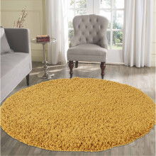 (Round 120 x 120cm, GOLD) Living Room Soft Shaggy Rugs 45mm Pile Height Small - Extra Large in 22 Colours