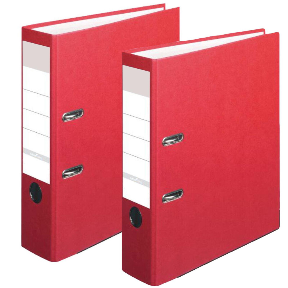 (Red - 11276) 2 X A4 Large Metal Ring Office Filing & Folder