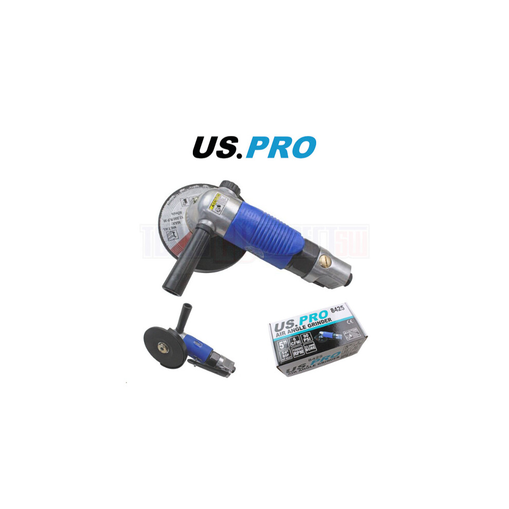 US PRO Tools 5" 125mm Air Angle Grinder Grinding 10,000 RPM & Disc 8425