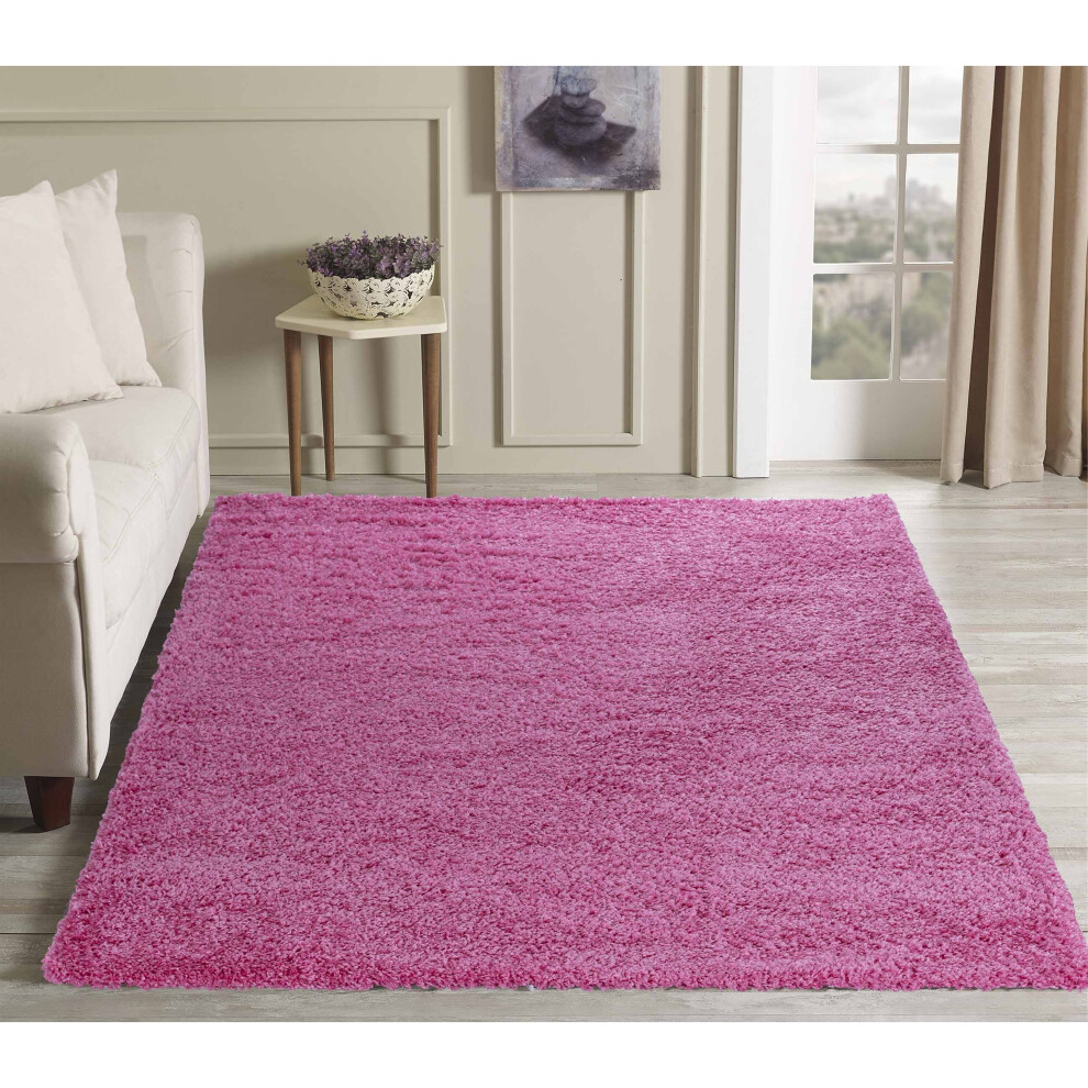Serdim Rugs (Rectangle 80 X 150Cm, ) Living Room Soft Shaggy Rugs 45Mm Pile Height Small - Extra Large In 22 Colours Pink