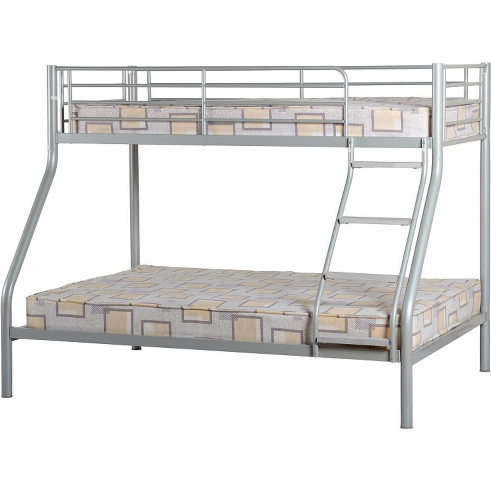 Seconique Tandi Triple Sleeper Metal Bunk Bed Double 4Ft6 And Single 3Ft In Finish Silver