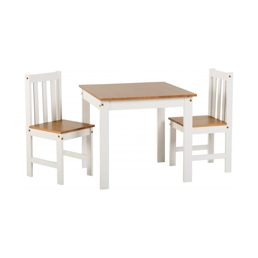 Seconique Ludlow 1+2 Small Dining Set - 1 Table & 2 Chairs - White & Oak