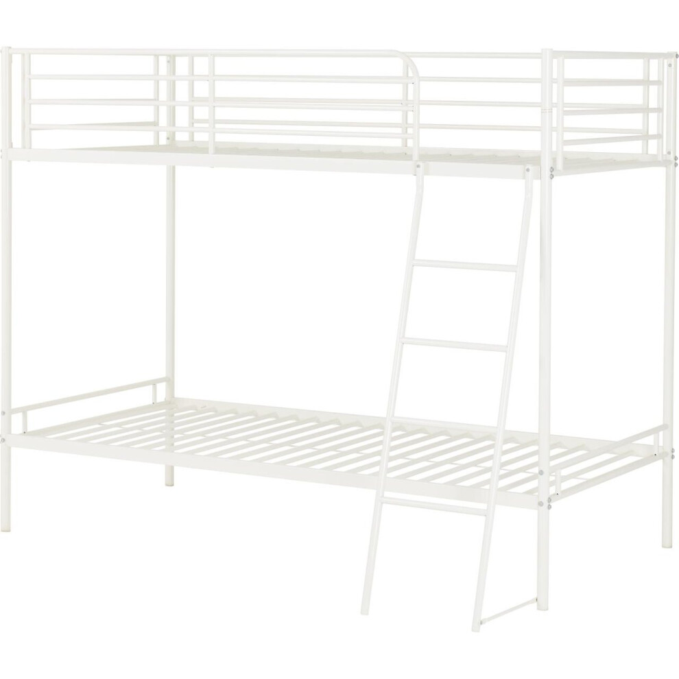Seconique Brandon Bunk 90 x 190 UK 3ft Single White Metal Bunk Bed Frame