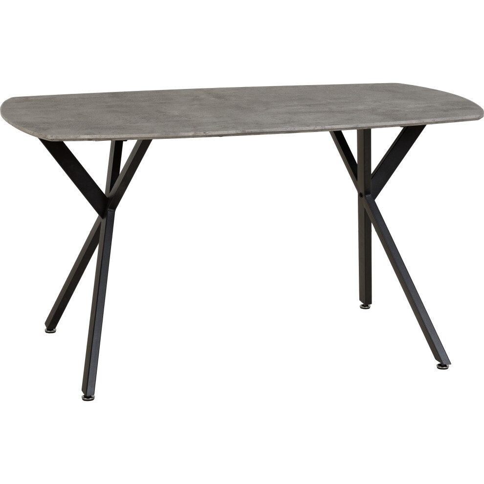 Seconique Athens Black Metal Frame Dining Table - Concrete Effect Top