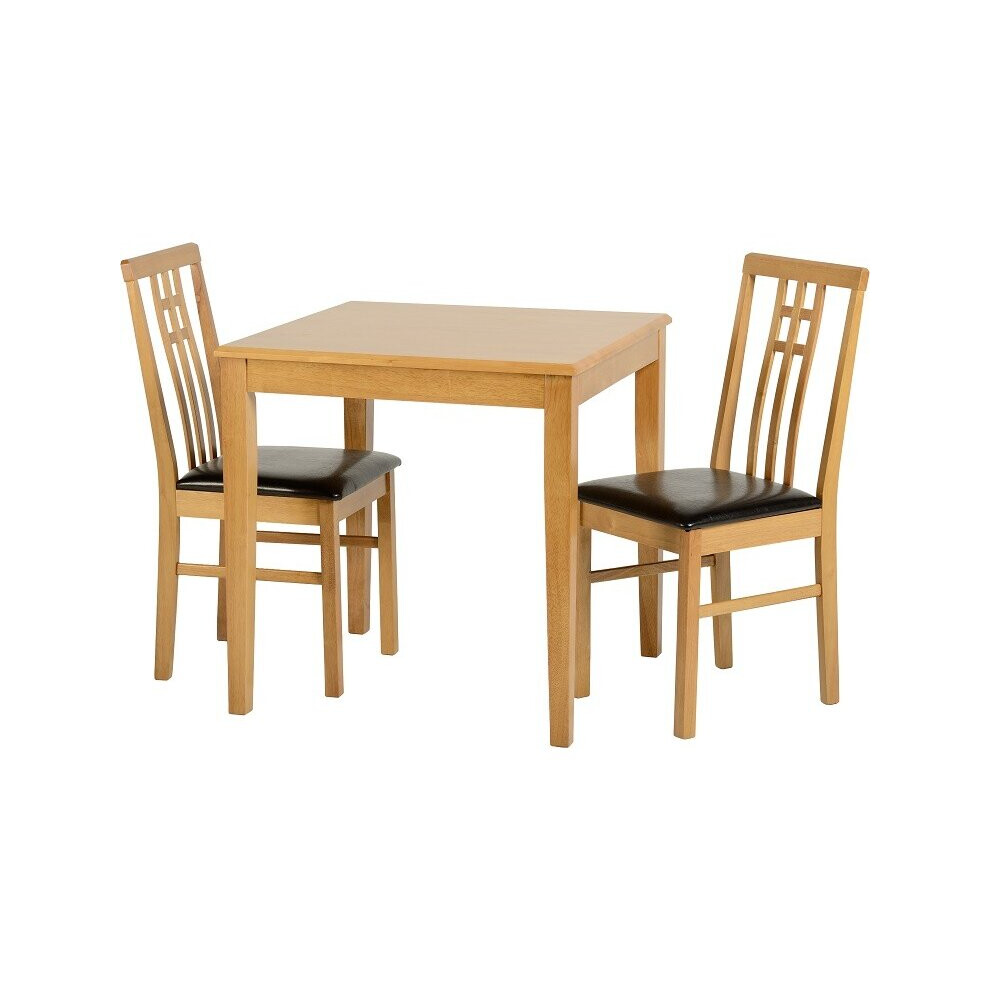 Seconique Vienna 2 Seater Compact Dining Set - Medium Oak & Brown Faux Leather