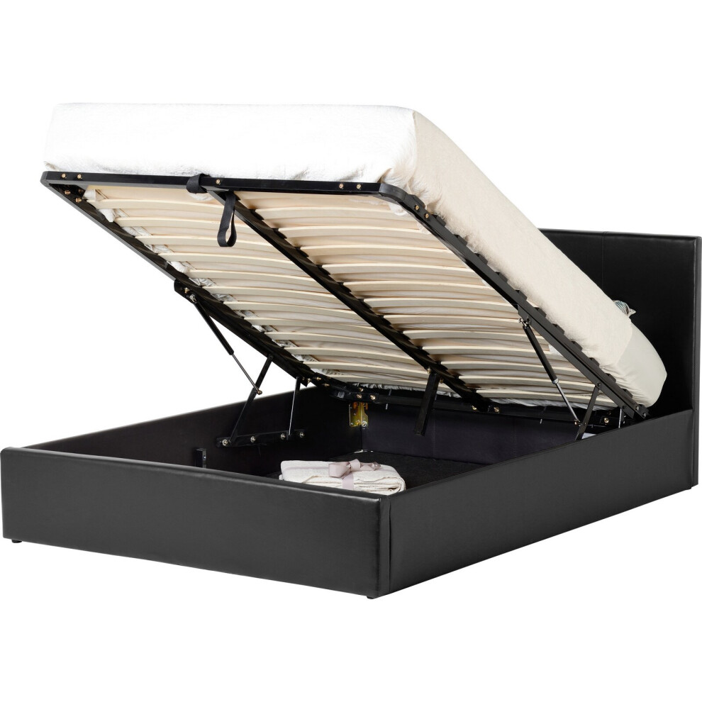 Seconique Waverley 4ft Ottoman Storage Bed - Black Faux Leather
