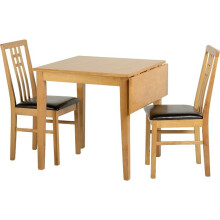 Seconique Vienna 2 Seater Drop Leaf Dining Set - Medium Oak & Brown Faux Leather