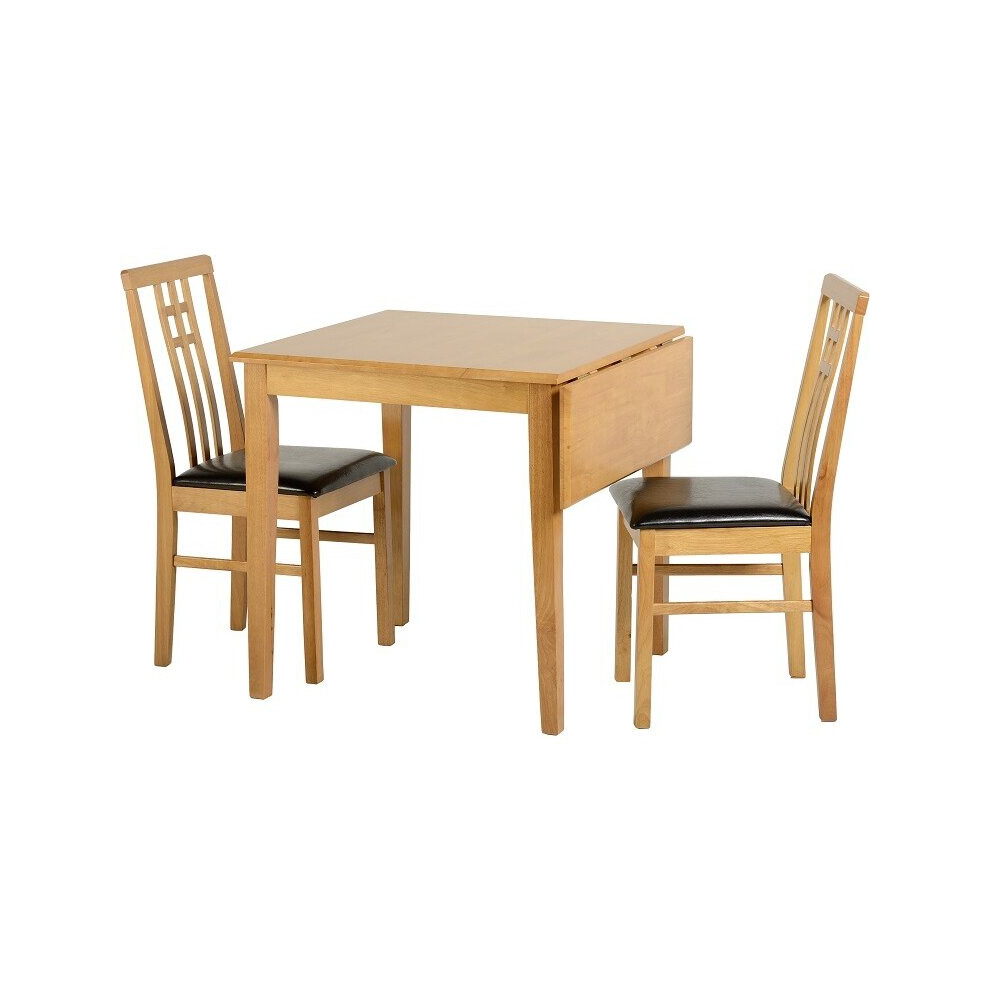 Seconique Vienna 2 Seater Drop Leaf Dining Set - Medium Oak & Brown Faux Leather