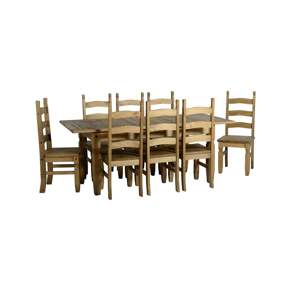 Corona Extending Dining Table & Chair Set (1+8) - Distressed Waxed Pine