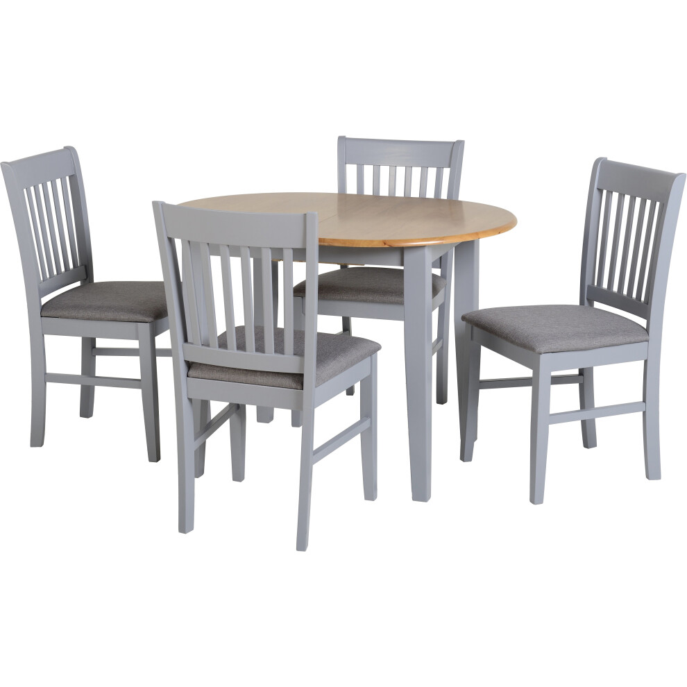 Seconique Oxford Extending Dining Set, Natural Oak and Grey Fabric