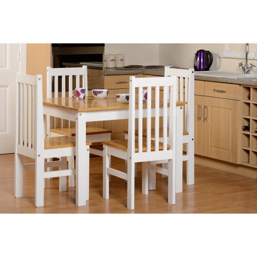 Seconique Seconique Ludlow Pine 4 Seater Dining Set - Oak & White Lacquer Finish