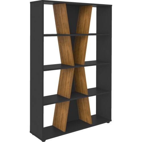 Seconique Naples 4 Shelf Medium Bookcase Shelving Unit - Black & Pine Effect 2