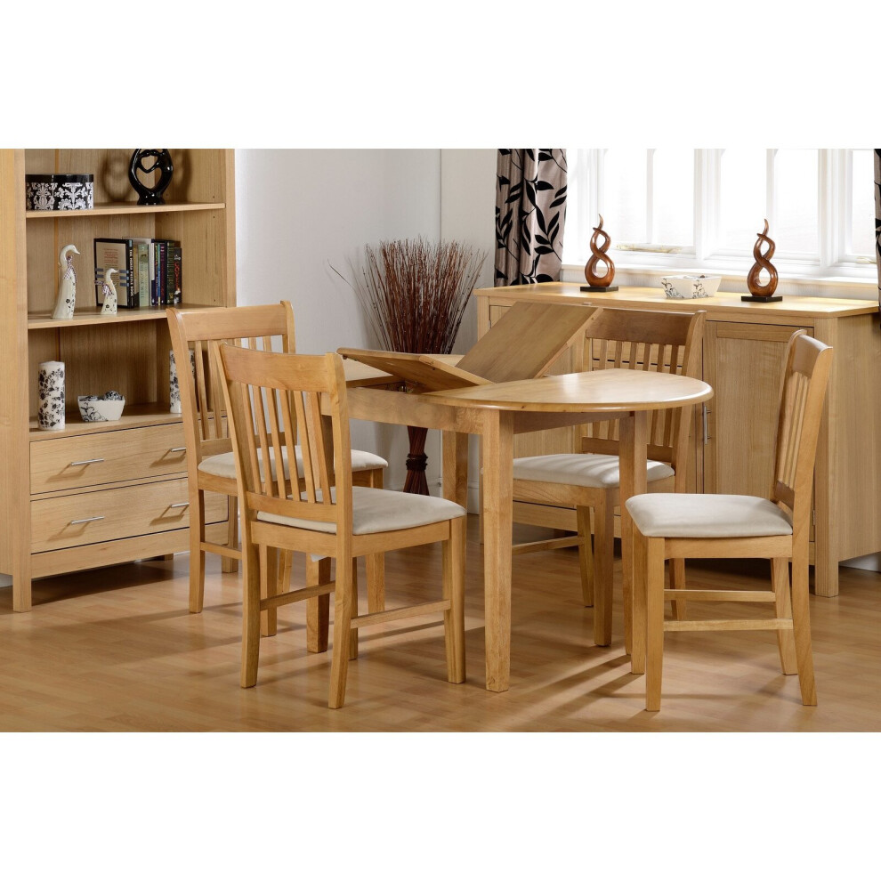 Seconique Oxford 4 Seater Extending Oak Dining Set - Natural Oak & Mink Microsuede Fabric