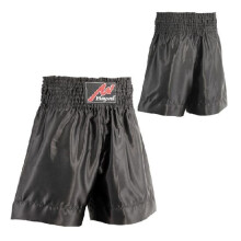 (Large) Playwell Plain Black Satin Muay Thai Training Shorts