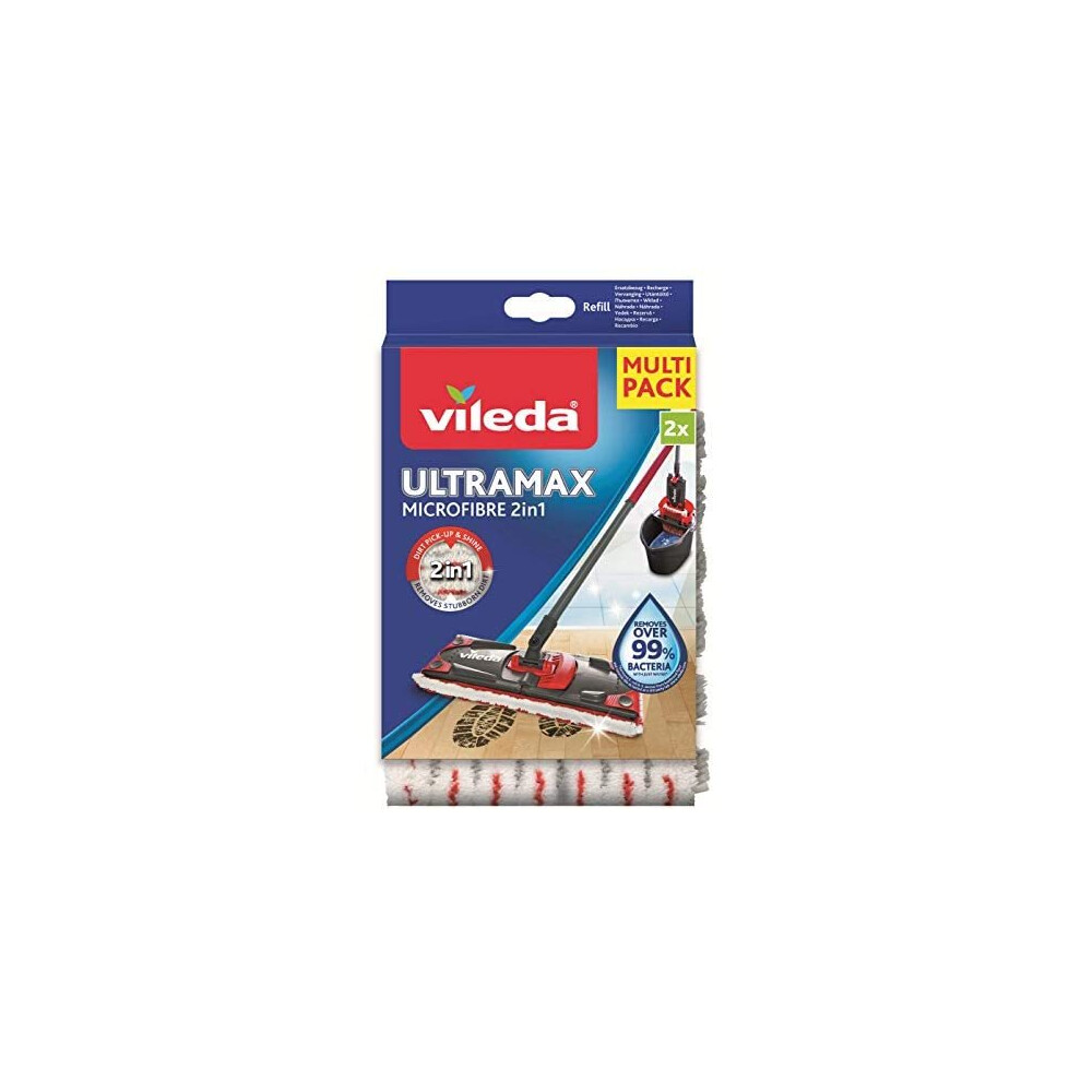 Vileda Flat Mop Refill, Microfibre, White/Red, 1 Count (Pack of 1)