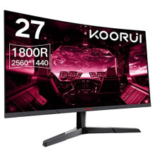 KOORUI QHD Curved 27 Inch Monitor, Fast VA Computer Gaming Monitor(2560 * 1440P, R1800, 144Hz, 1ms, DCI-P3 85%, DP+HDMI, Game Mode, Eye Prot